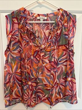 Color Block Women's Sleeveless Floral Print Top